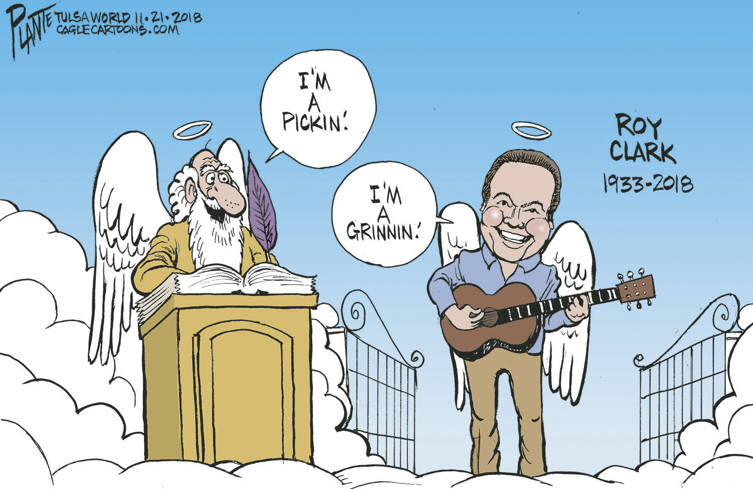 Bruce Plante Cartoon: Roy Clark- R.I.P.